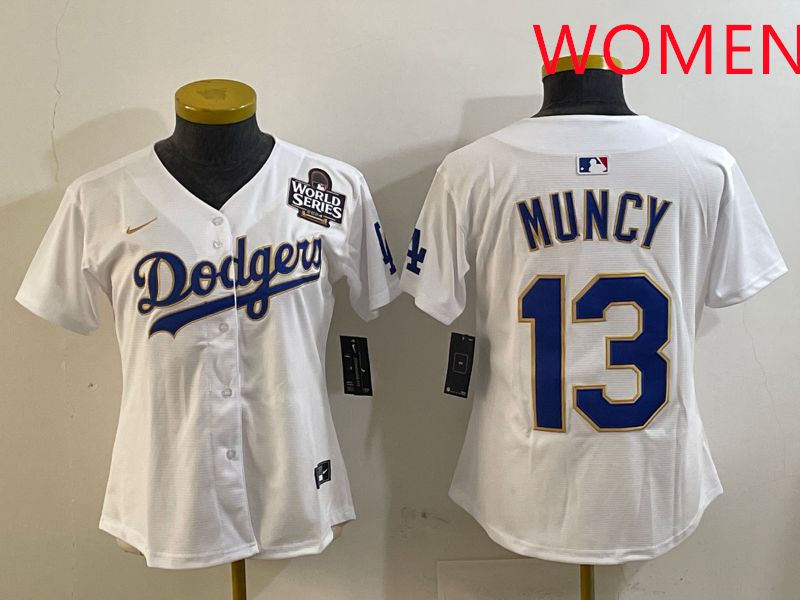 Women Los Angeles Dodgers #13 Muncy White Gold Game 2025 Nike MLB Jersey style 5